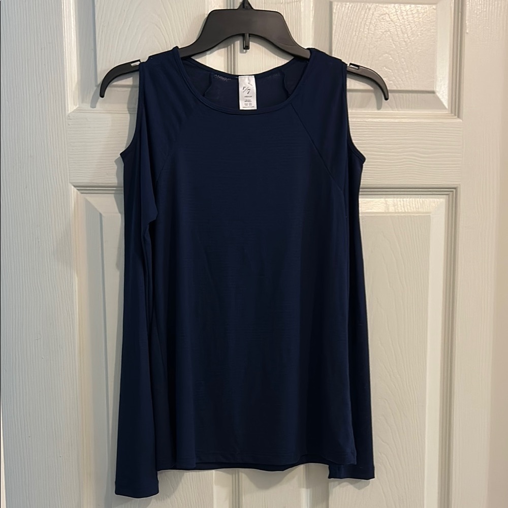 Blue Cold Shoulder Top